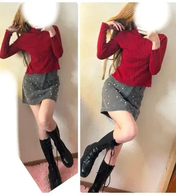 2세트 빨간색 상의 택 포함 스커트