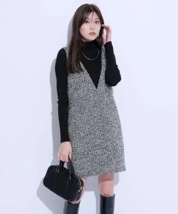 Mystrada 트위드 미니 점프 스커트