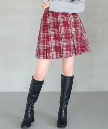 미슈마슈 박스 턱 미니 스커트 빨간색 체크 스커트