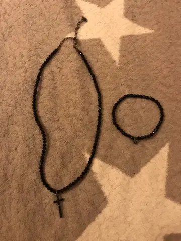 십자가 목걸이 스컬 팔찌 세트