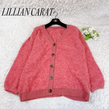 컨디션 최상 릴리안캐럿 니트 가디건 스웨터 프리 사이즈 핑크