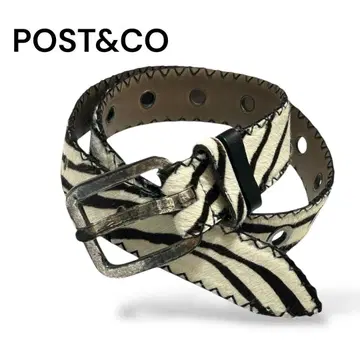 빈티지 POST&CO 가죽 벨트 제브라 패턴 이탈리아제 천연 가죽 개성파
