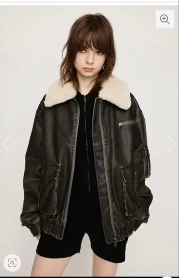 SLY VINTAGE F/LEATHER S 블루종 BLK