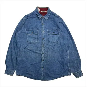 80s-90s L.L.Bean 데님 셔츠 긴팔 구제 의류 남성용 L 블루