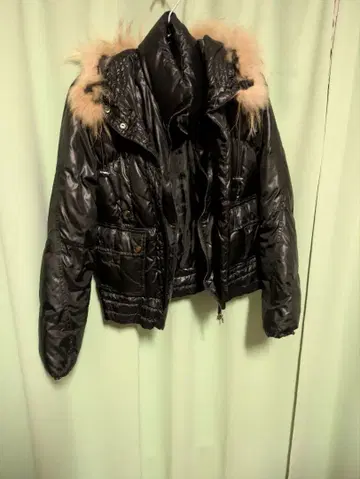 y2k 퍼 달린 블랙 다운 자켓