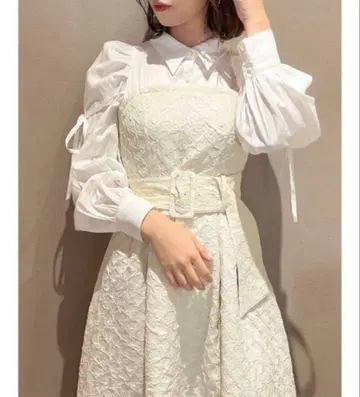 dazzlin 블라우스 레이어드 자카드 원피스 M