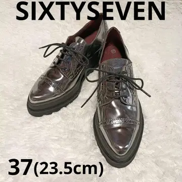 SIXTYSEVEN 메탈릭 실버 통굽 신발