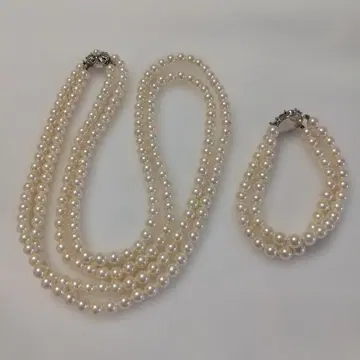 펄 진주 두 줄 목걸이 두 줄 팔찌