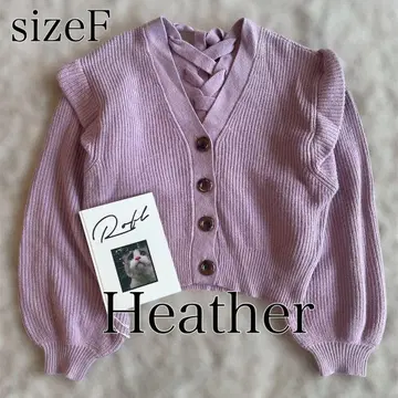 Heather 백 레이스업 니트 가디건 드롭 숄더 핑크