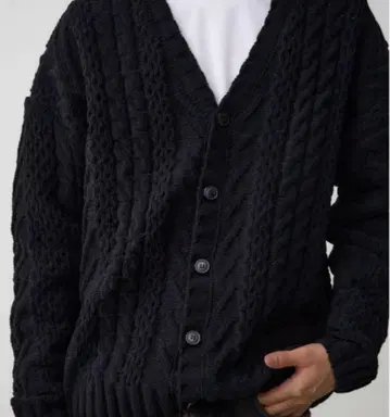 블랙 케이블 니트 가디건