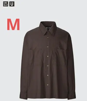 유니클로 U 유틸리티 셔츠 긴팔 M 다크 브라운 UNIQLO U