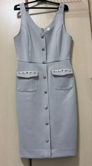 새상품 XS michal macaron 비쥬 원피스 그레이