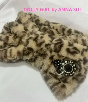 [ 새상품급 ] 안나수이 리본형 티펫 머플러 레오파드 무늬