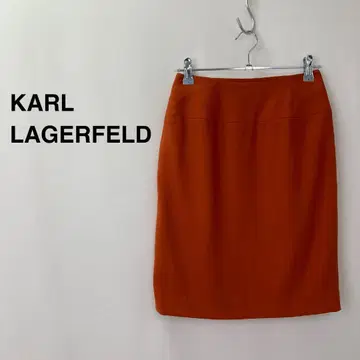 KARL LAGERFELD 백 슬릿 울 타이트 스커트 오렌지