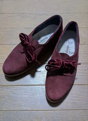 요시노야 버건디 리본 포함 플랫슈즈