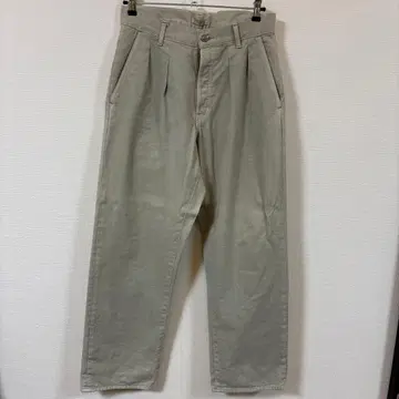 베이지 와이드 팬츠 금속 버튼