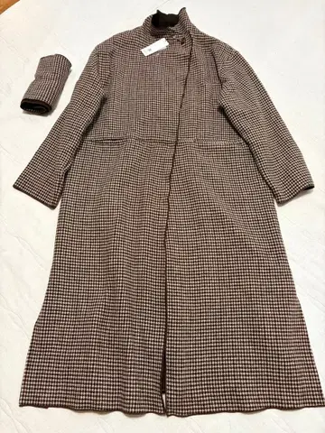 미사용 새상품 리디 롱 코트 하운드투스 브라운 L