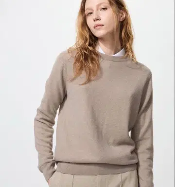 [ 이번 시즌 새상품 ] UNIQLO 100% 캐시미어 베이지 스웨터 L