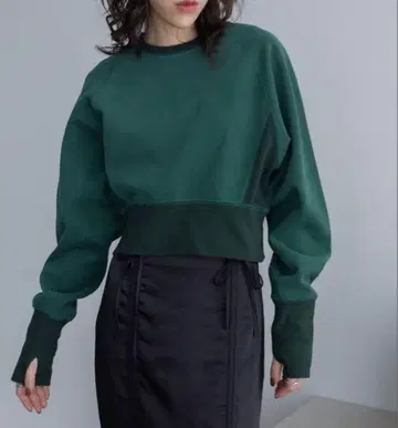 VACANCY 로고 자수 숏 기장 트레이닝복 그린