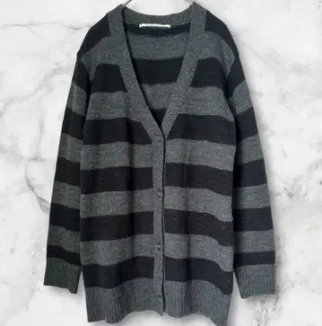 잔파 그레이와 블랙 스트라이프 가디건 M 사이즈