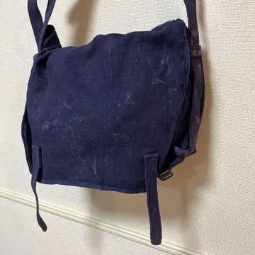 50's France mil indigo cotton linen bag