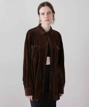LA PEAU DE GEM velour shirt brown