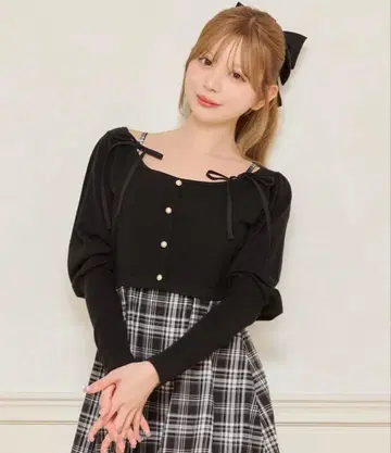 [ 끈 탈부착 가능 ] 퍼프 슬리브 숏 니트