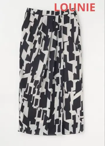 루니 기하학 프린트 비대칭 스커트 새상품 모노톤 화이트 블랙