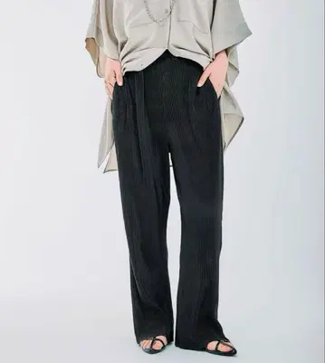 렙심 플리츠 이지 팬츠 셀프 컷 블랙 새상품