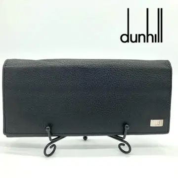 던힐 dunhill 이단 장지갑 로고 플레이트 블랙 가죽