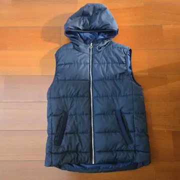 ZARA 남성용 후드 부착 베스트 네이비 XL 사이즈
