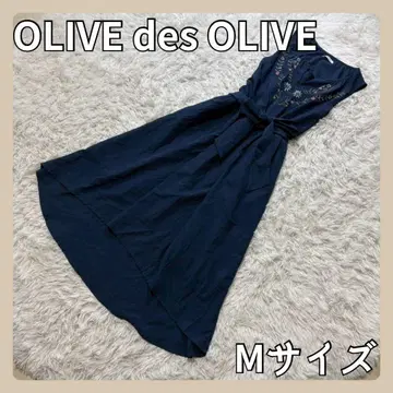 [새상품급] 슬리브리스 롱 원피스 꽃무늬 자수 올리브 올리브 그린 블루