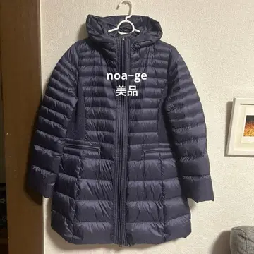 새상품급 네이비 후드 부착 다운 자켓 허리 라인