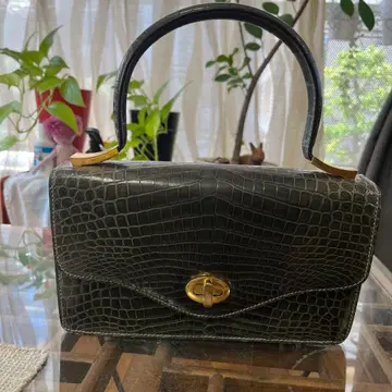 그레이 크로커다일풍 가죽 핸드백