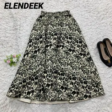 ELENDEEK 엘렌딕 레오파드 W 턱 플레어 스커트