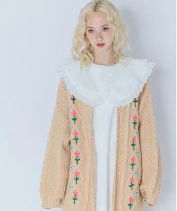 캔디 스트리퍼 꽃 니트 가디건