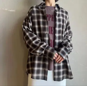 [ CLOCHE ] 큐프라 혼방 백 슬릿 체크 셔츠