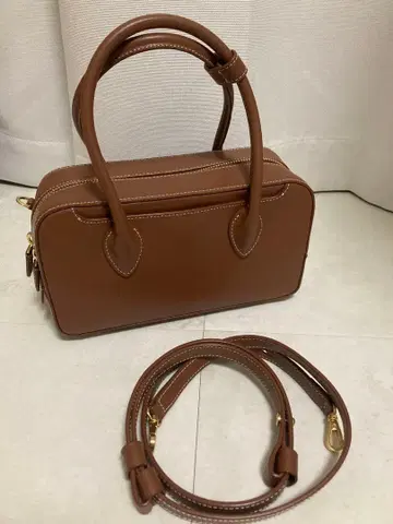 DE MERIEL 가죽 보울링백 TAN BROWN