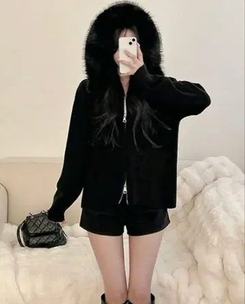 SHEIN 퍼 후드 니트