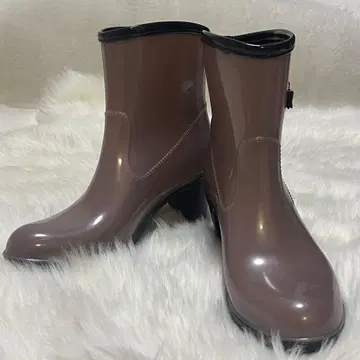 다이애나 레인부츠 22.5cm 방수 핑크 베이지