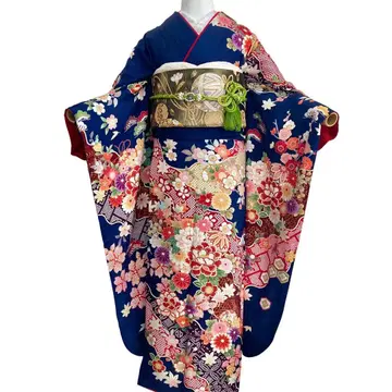 네이비 컬러 후리소데 6점 세트 성인식 풀세트 NO6마5