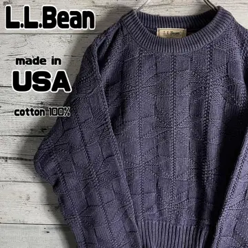 [ USA ] 90s 엘엘빈 입체편직 코튼 니트 여성용 M 네이비