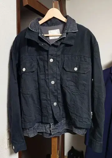 sacai 20ss 레이어드 데님 자켓 니트 라이더 스코트 셔츠