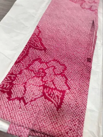 [ 미사용 새상품 ] 기모노 코트 핑크 조임 꽃무늬 겉옷 천 쇼와 레트로