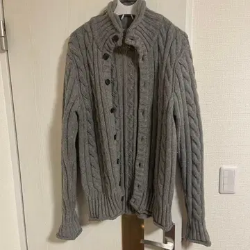 그레이 케이블 니트 터틀넥 XL