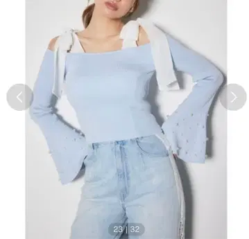 rienda 리본 오프숄더 니트탑