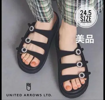 유나이티드 애로우즈 3라인 스웨이드 뮬 샌들 새상품급