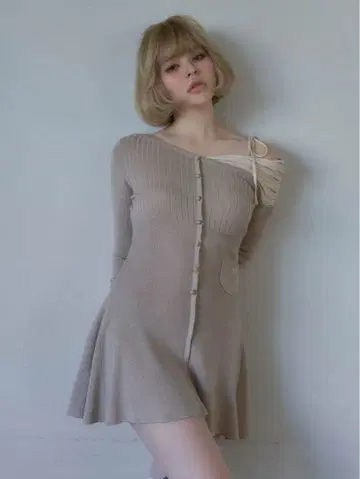 andmary Helen knit flare mini dress