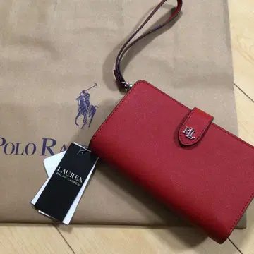랄프 로렌 빨간색 이단 접이식 지갑 스마트폰 수납 지갑 택 포함