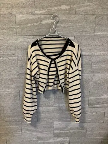 ems 스트라이프 크롭 가디건